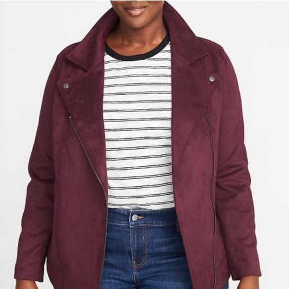 Old Navy Jackets & Blazers - Old Navy Women's Plum Faux Suede Moto Jacket